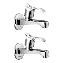 Mysis Angel Brass Chrome Finish Long Body Bib Cock with Wall Flange (Pack of 2)-picture-47