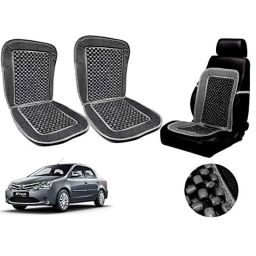 Auto Pearl PU, Velvet &a; Wooden Beads Grey Rectangular Seat Cushion for Toyota Etios (Pack of 2 )-image-83