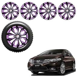 Auto Pearl 4 Pcs 15 inch Black Voilet ABS Press Type Hubcap Wheel Cover Set with Retention Ring for Honda CityIvtec-image-39