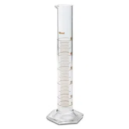 ABGIL 50ml Borosilicate Glass Hexagonal Base Cylinder Graduated Single Metric Scale with Pour Out, ABG1190-6