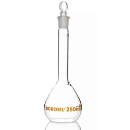 Borosil 250ml Class A Wide Mouth Volumetric Flask with I/C Solid Glass Stopper, 5647021D-22