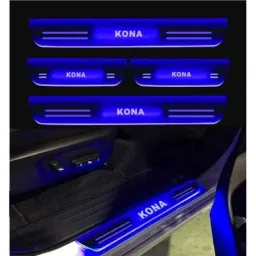 SureStrive 4 Pcs Acrylic Car Side Footstep Set with Blue LED Door Sill Scuff Plate for Hyundai Kona EV All Model-image-30
