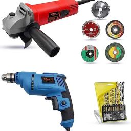 Walkers 800W Angle Grinder, 500W 10mm Drill Machine, 5 Pcs Wheel &a; 9 Pcs Drill Bits Combo, WKCB447-20