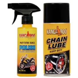 Kangaroo 200ml Motorbike Silicone Liquid Polish Spray &a; 150ml Chain Lube Combo-8