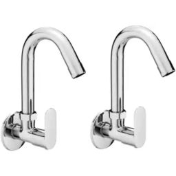 Senkiddpro Onyx Brass Chrome Finish Wall Mounted 360 deg Moving Sink Taps (Pack of 2)-39