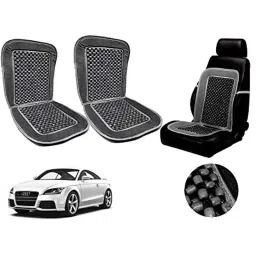 Auto Pearl PU, Velvet &a; Wooden Beads Grey Rectangular Seat Cushion for Audi TT (Pack of 2 )-image-8