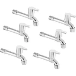 Spazio Stainless Steel Chrome Finish Brass Disc Flora Long Body Bib Cock with Wall Flange (Pack of 6)-picture-33