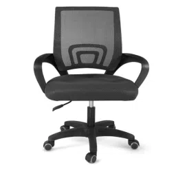 Furniturstation Leatherette Low Back Grey Mesh Revolving Executive Chair-picture-20