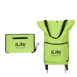 iLife Green Reusable Collapsible Folding Shopping Bag with Wheels-image-13
