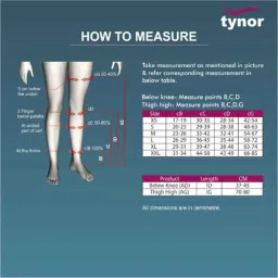 Tynor I67FAZ Polyamide Class-II Beige High Knee Medical Compression Stocking, Size: XS image 4