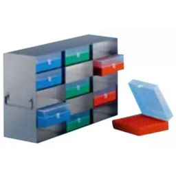 Tarsons Stainless Steel 12 Places Upright Freezer Racks for 100 Places Cryo Cube Box, 113020-15