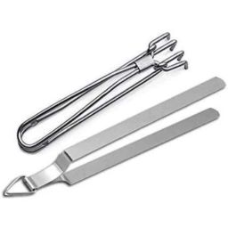 i WARE KkitchenCare 2 Pcs Stainless Steel Silver Pincer &a; Roti Tong Set, Size: Small-image-4