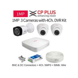 CP Plus 3 Cameras 1MP with 4 Channel DVR Combo Kit-36
