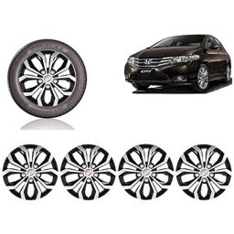 Auto Pearl 4 Pcs 15 inch Black ABS Press Type Hubcap Wheel Cover Set with Retention Ring for Honda CityIvtec-image-84