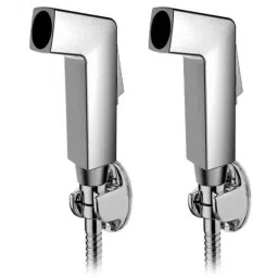 Drizzle Cubix 2 Pcs Plastic Chrome Finish Silver Health Faucet Set with 1m Flexible Tube &a; Wall Hook, AHFCUBIXSET2-picture-26