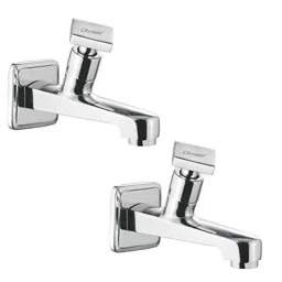 Oleanna Melody Brass Silver Chrome Finish Foam Flow Long Body Bib Cock with Wall Flange (Pack of 2)-image-18