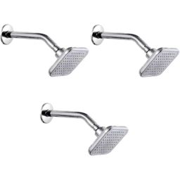 IRIS CRUZ 4 inch Brass Chrome Finish Rain Flow Shower Head with 9 inch Arm (Pack of 3)-image-27