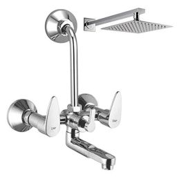ZAP Brezza Brass Wall Mixer with Overhead Shower System Set-image-35