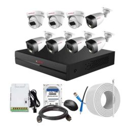 CP Plus 2.4MP Full Colour HD Audio Indoor &a; Outdoor CCTV Combo Kit with 8Ch DVR, 3 Dome 5 Bullet Camera, 8Ch SMPS, 70m Cable, 1TB HDD &a; Connector-61