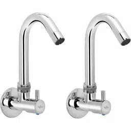 Neelkund Flora Brass Silver Chrome Finish Sink Tap for Bathroom &a; Kitchen (Pack of 2)-image-53