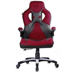 KDF Mart Upholstery Fabric Red Medium Back Adjustable Executive Swivel Chair with Back Support, MISG5-18