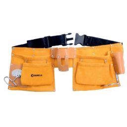 Durelo Leather Yellow 10 Pocket Tool Apron with Hammer &a; Tape Storage, LTA-10-16