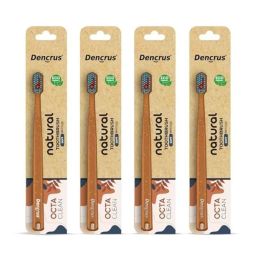 Dencrus Octa Clean Bamboo Brown Ultra Soft Bristles Toothbrush with Octagonal Handle, DENOCT4 (Pack of 4) image 2
