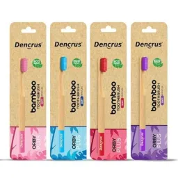 Dencrus Orby Plus Bamboo Brown Ultra Soft Toothbrush with Biodegradable &a; Compostable Handle, DENOPBTRPBL4 (Pack of 4) image 2