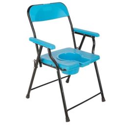 BDTC Iron &a; Plastic Sky Blue Powder Coating Square Commode Chair, BDPCSKYBL-48