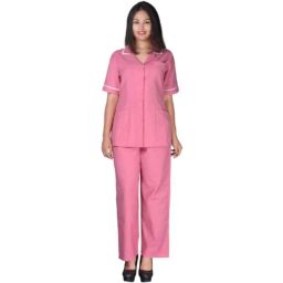 Saraf Cotton &a; Polyster Pink Unisex Nurse Scrub Suit, Size: L, 7404-L-13