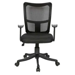 Regent Silver Line Net &a; Metal Low Back Black Mesh Chair-77