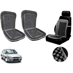 Auto Pearl PU, Velvet &a; Wooden Beads Grey Rectangular Seat Cushion for Ford Escort (Pack of 2 )-image-14