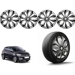 Auto Pearl 4 Pcs 14 inch Polypropylene Black &a; Silver Press Type Car Wheel Cover Set with Retention Ring for Tata Tiago XT &a; XZ 2020, 14WC_Pearl_Rev_Tiago2020XT_XZModel-picture-36