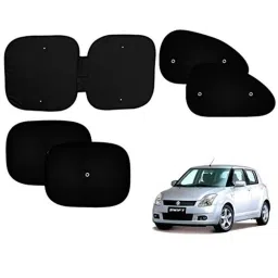 Auto Pearl 5 Pcs PVC &a; Mesh Black Window &a; Front Sun Shade Set for Maruti Suzuki Swift Type 1-picture-23