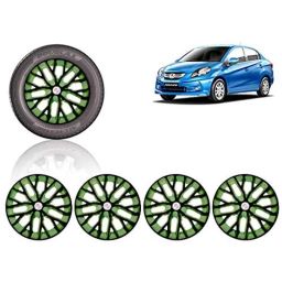 Auto Pearl 4 Pcs 14 inch ABS Black &a; Green Press Type Fitting Car Wheel Cover Set for Honda Amaze T1-image-81