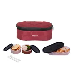 Carrolite 650ml Maroon &a; Black Plastic Lunchbox, Black_P-08 (Pack of 5)-image-32