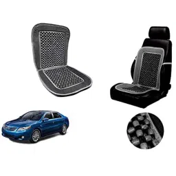 Auto Pearl PU, Velvet &a; Wooden Beads Grey Rectangular Seat Cushion for Toyota Camry-46