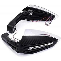 Meenu Arts Motorcycle Handguards with Led Light for 7/8 inch Grips - 300 * 140 * 110Mm (Black) Folding Type Universal for All Bikes Q-04-picture-39