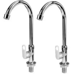 Senkiddpro Stainless Steel Chrome Finish Wall Mounted 360 Degree Moving Swan Neck Tap (Pack of 2)-image-18