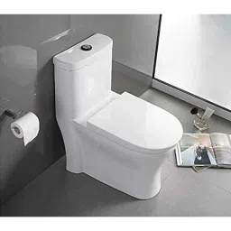 InArt 26x14x30 inch Ceramic Black &a; White Syphonic Floor Mounted S Trap Western Water Closet with Soft Close Seat Cover Combo for Lavatory, INA-519-image-73