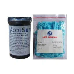 Accusure Gold 25 Strips with Life Rehabs 25 Lancets Combo-43