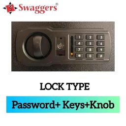 Swaggers 8.5L Iron Black Portable Mini Digital Safe Locker with Password &a; Key Security image 2