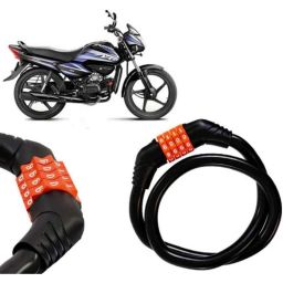 Auto Pearl Black &a; Orange 4 Digit Anti-Theft Combination Number Lock for Splendor NXG-picture-31