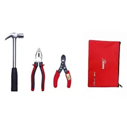 Globus 803 1 Pc 8 inch Plier, 1/2 LBS Hammer &a; 6 inch Wire Stripper Hand Tool Set with Bag-17