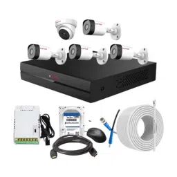 CP Plus 2.4MP Full HD Audio Indoor &a; Outdoor CCTV Combo Kit with 8Ch DVR, 4 Bullet 1 Dome Camera, 8Ch SMPS, 70m Cable, 1TB HDD &a; Connector-19