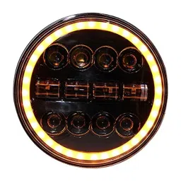 Miwings 7 Inch Round Led 4Dr8Cb Hi/Low Beam Amber &a; White Headlight 75W H4 Compatible With Royal Enfield, Jeep, Thar, Motorcycle , Cars, Harley Davidson-28