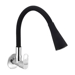 Spazio Prime Flexo Smartbuy Flexible Black Sink Faucet with Wall Flange &a; 360 deg Moveable Spout-picture-20