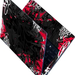 Anweshas Full Body Laptop Skin Sticker - Dark Black Flat Urban Street Graffiti Self Adhesive Vinyl Reusable Laptop Skin Compatible for 15.6 inch-image-58