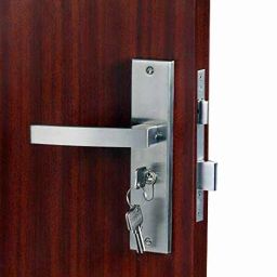 Homexpert MG308 8 inch 60mm Stainless Steel Satin Finish Cylindrical Plate One Side Key Mortise Door Lock Set-image-37