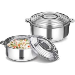 Milton Galaxia 2 Pcs 1000 &a; 1500ml Stainless Steel Silver Casserole Set-picture-48
